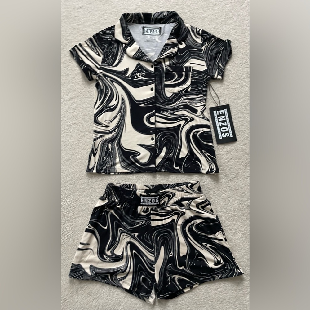 Black and Cream Swirl Pajama Set